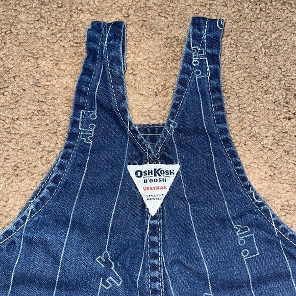 Vintage Oshkosh B'Gosh Vestbak Denim Overalls Car Plane Truck Blue 12M - Picture 7 of 9